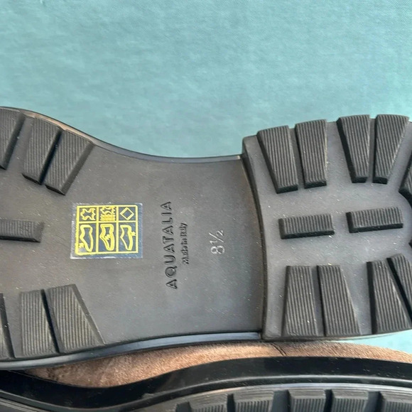 NWOT Aquatalia Liviana Taupe Suede Weatherproof Combat Hiker Boots, Size 8.5M - Picture 7 of 9